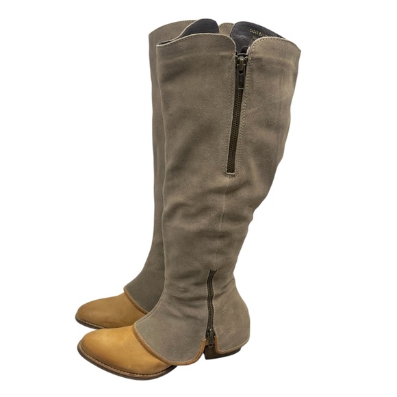 Diba True Santa Cruza Suede and Leather knee high boots dust gray cognac tan 8.5 - Picture 6 of 14